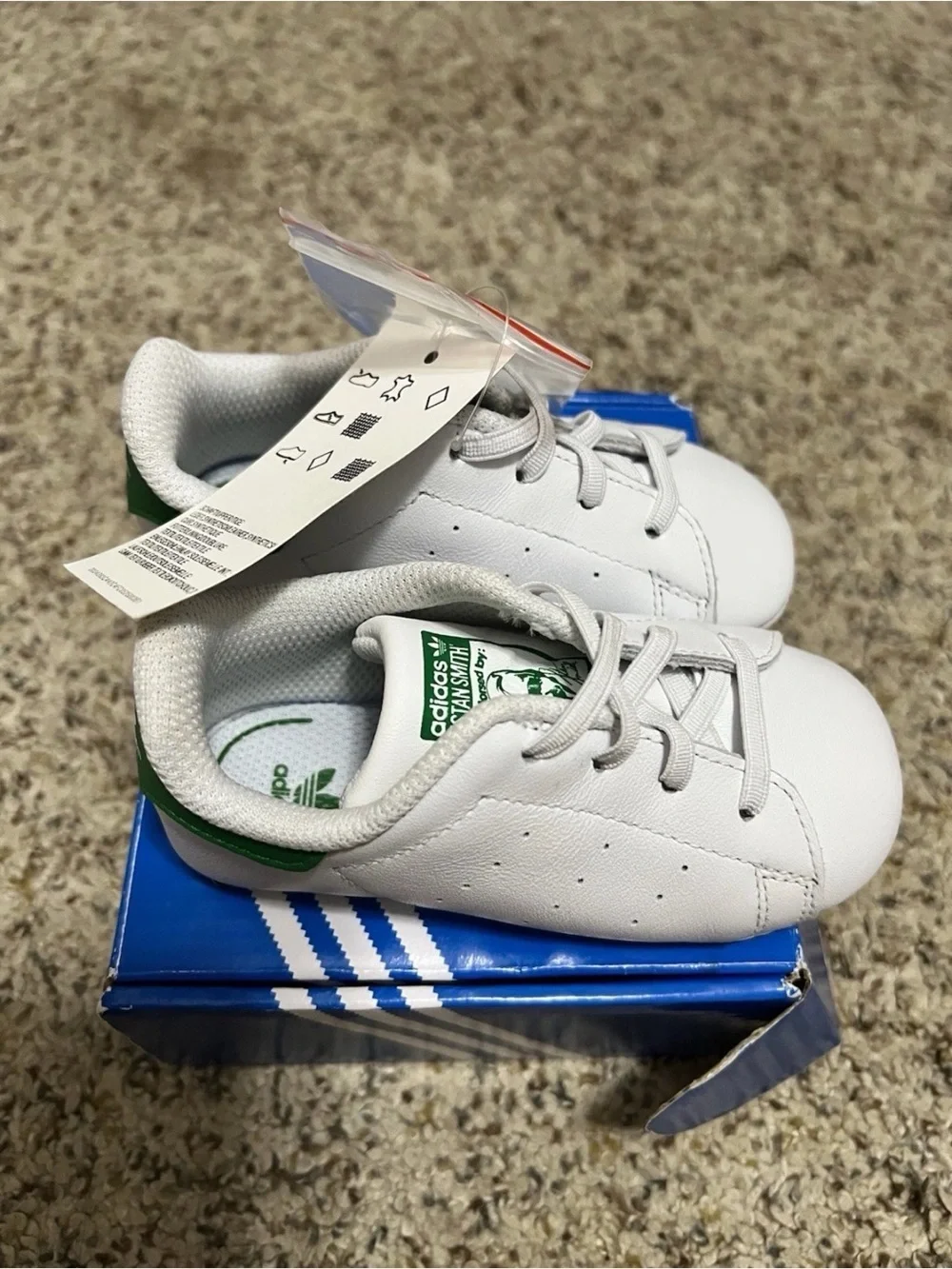 adidas Kids' Stan Smith Leather Sneakers in White/Green